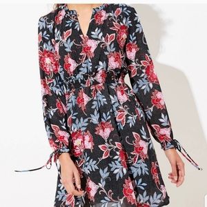 LOFT Paisley Smocked Flare Dress Size 4
